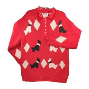 Vintage KLOKO Scotty Dog Sweater Red Ramie Polo Men’s M Hong Kong 80s 90s Rare